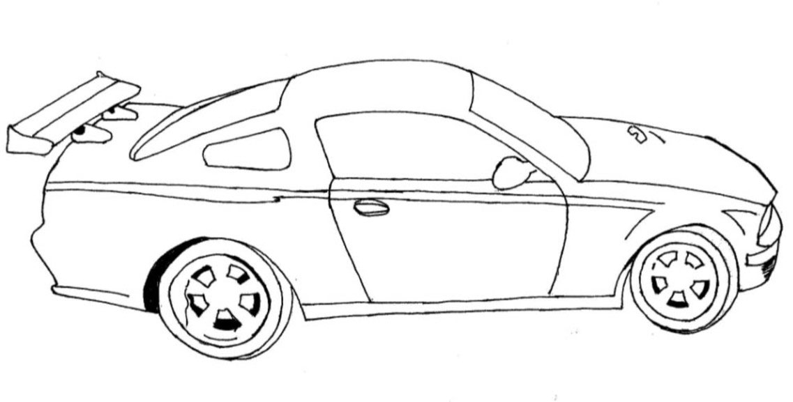 Coloriage d'une voiture de sport tuning sur fond neutre