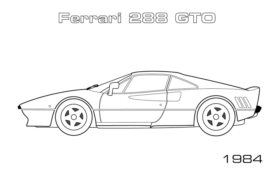 Coloriage d'une voiture de sport tuning sur fond simple