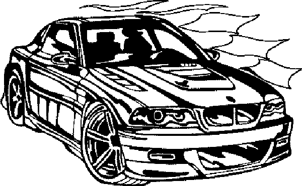 Coloriage d'une voiture de sport tuning sur fond blanc