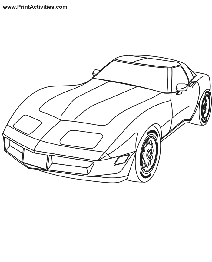 Coloriage d'une voiture de sport tuning sur fond de route