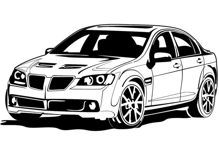 Coloriage d'une voiture de sport tuning sur fond neutre
