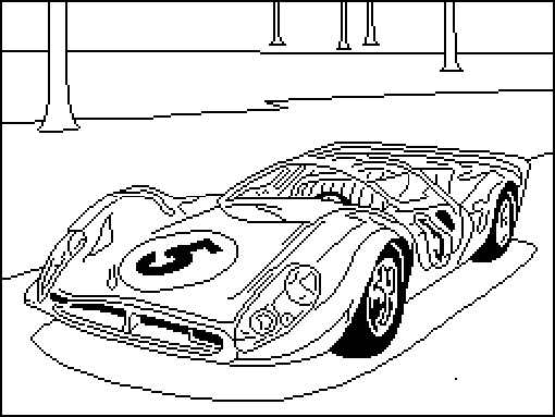 Coloriage d'une voiture de sport tuning sur fond neutre