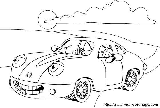 Coloriage d'une voiture de sport tuning sur un fond simple