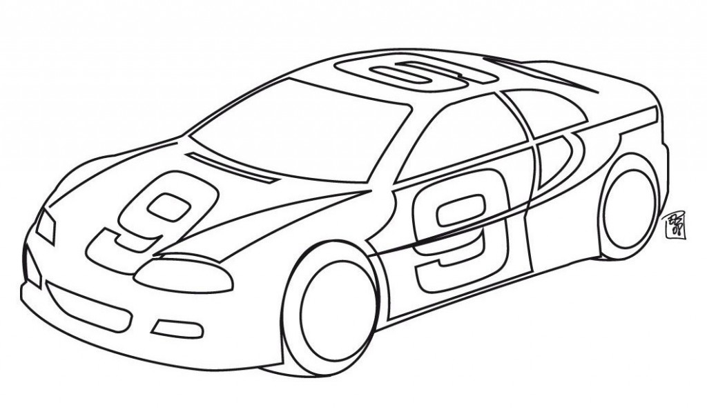 Coloriage d'une voiture de sport tuning sur fond neutre