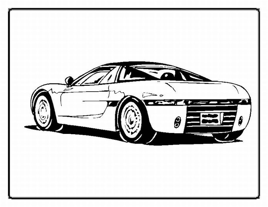 Coloriage d'une voiture de sport tuning sur fond simple