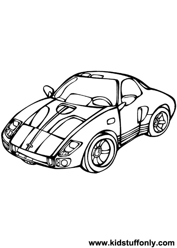 Coloriage d'une voiture de sport tuning sur fond simple