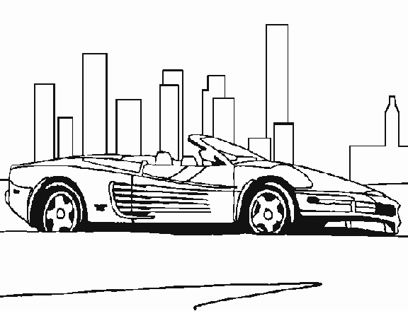 Coloriage d'une voiture de sport tuning sur fond neutre