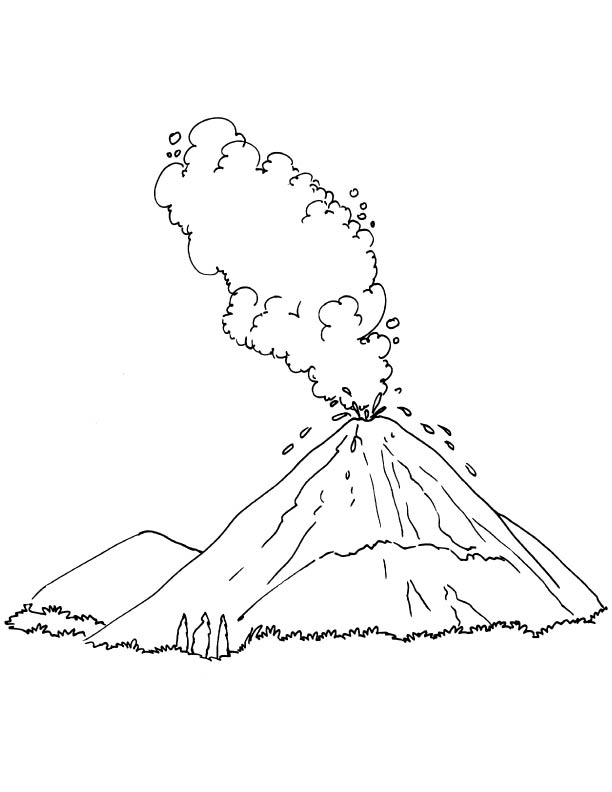 Un volcan en éruption avec un paysage montagneux en arrière-plan