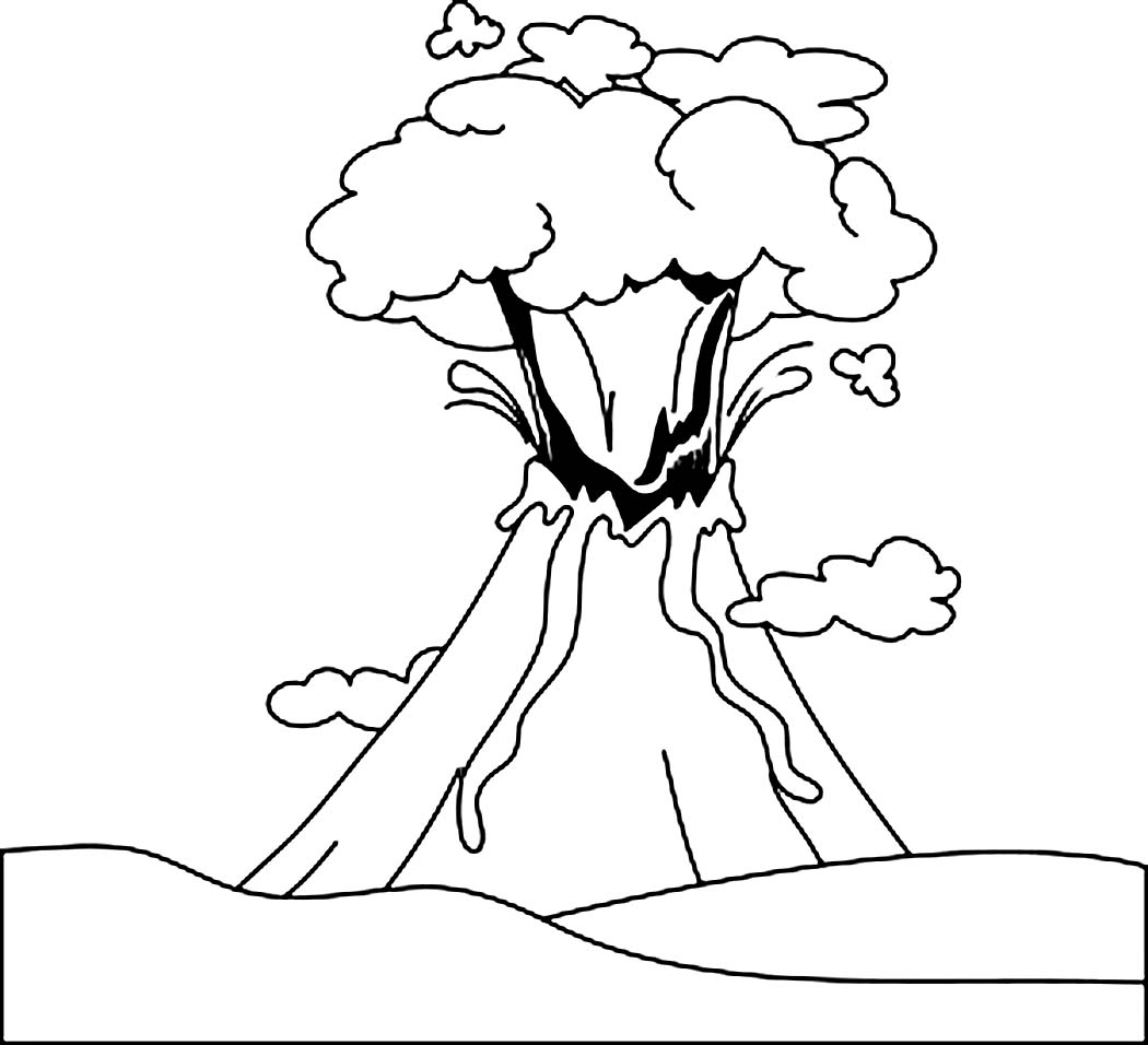Un volcan en éruption sur fond de paysage naturel