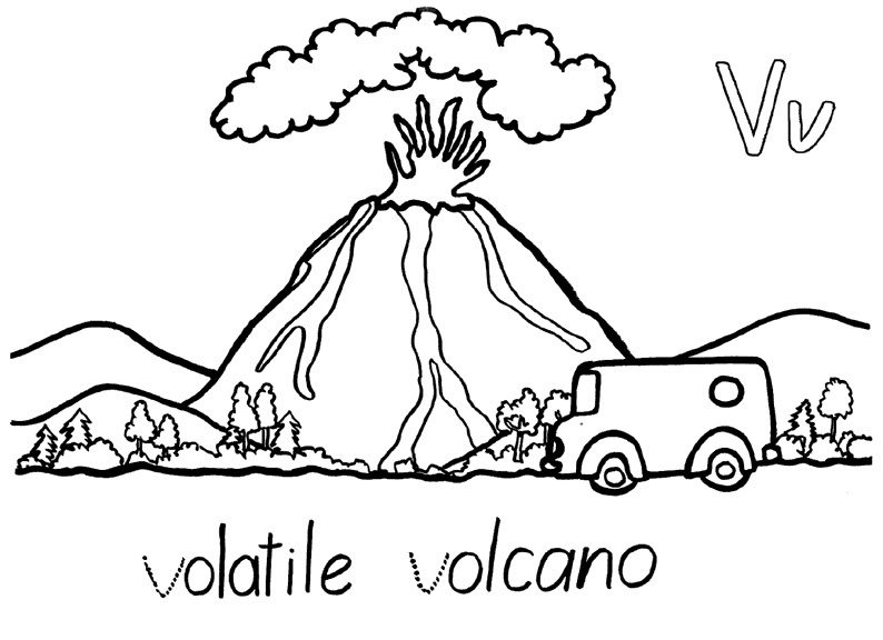 Un volcan en éruption avec un paysage environnant