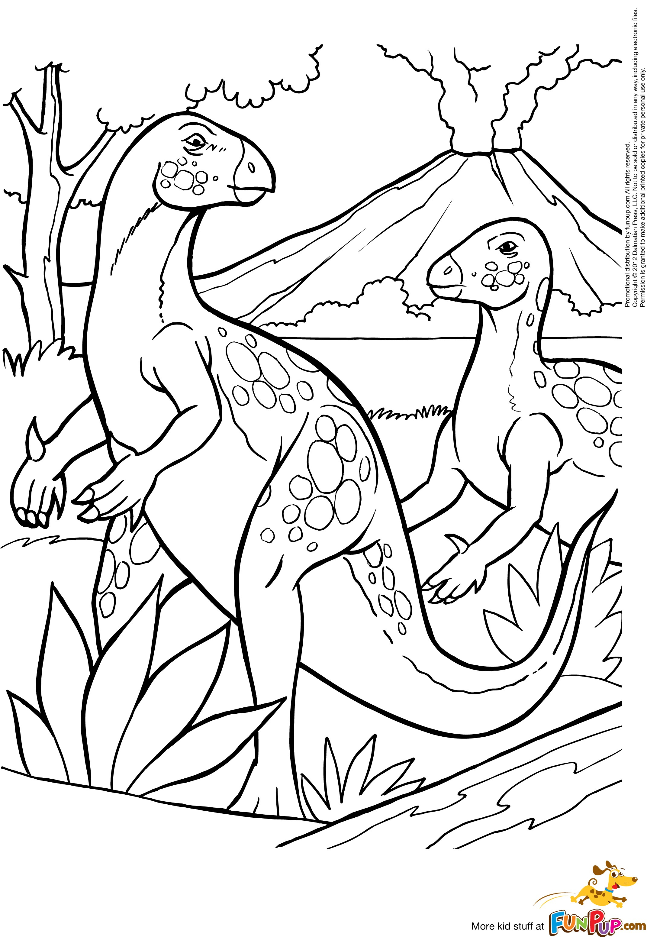 Coloriage d'un volcan en éruption avec paysage environnant