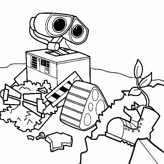Wall-E en pleine exploration sur une planète désolée