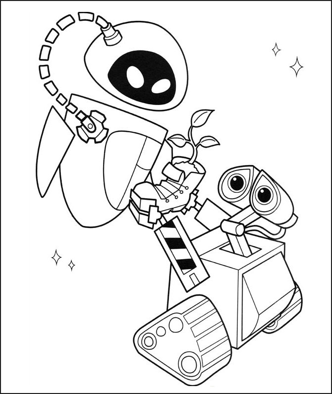 Wall-E et Eve en pleine exploration sur une planète désolée