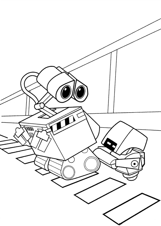 WALL-E explorant un paysage futuriste rempli de déchets