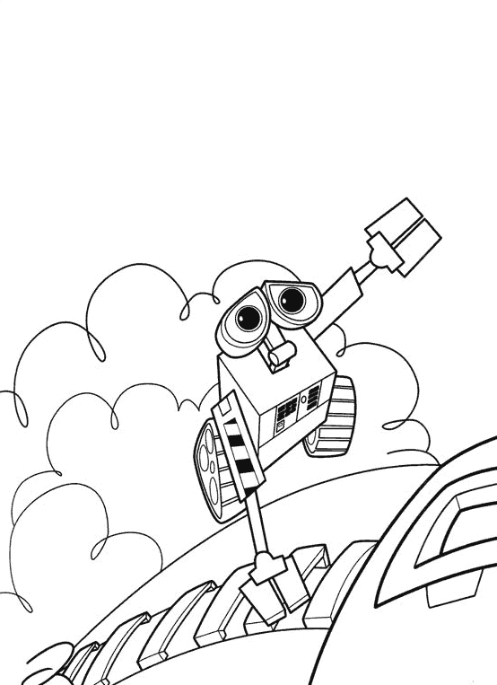 Wall-E en pleine exploration sur une planète désertique