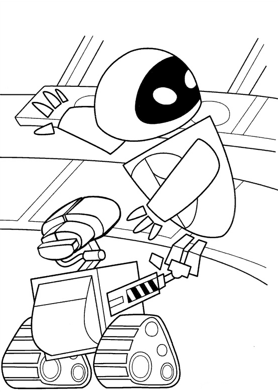 Wall-E et EVE dans un paysage futuriste