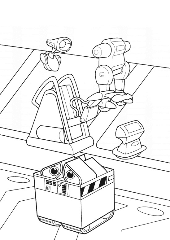 Wall-E ramassant des déchets sur une planète désolée