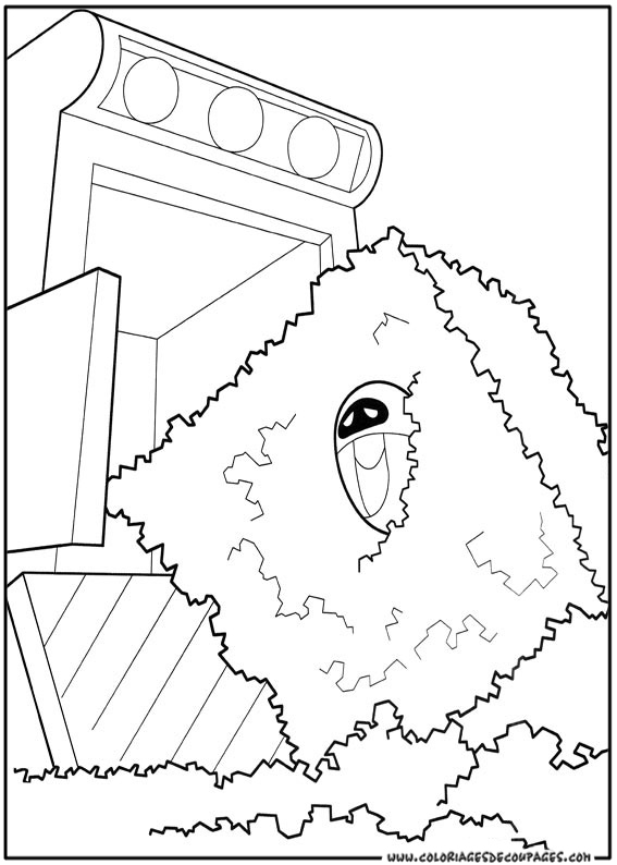 Coloriage de Wall-E dans un paysage futuriste