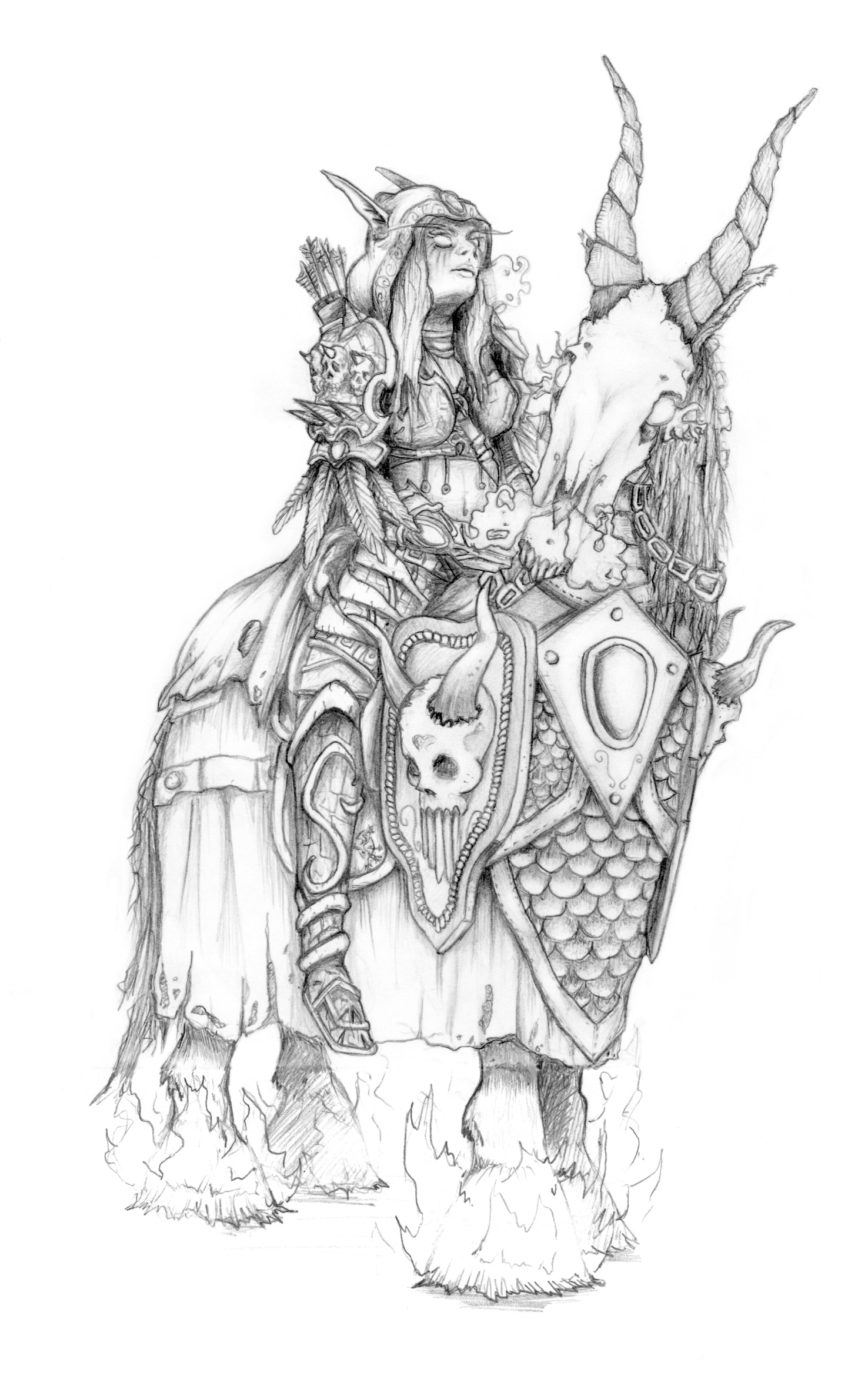Personnage de Warcraft prêt pour l'aventure dans un décor fantastique