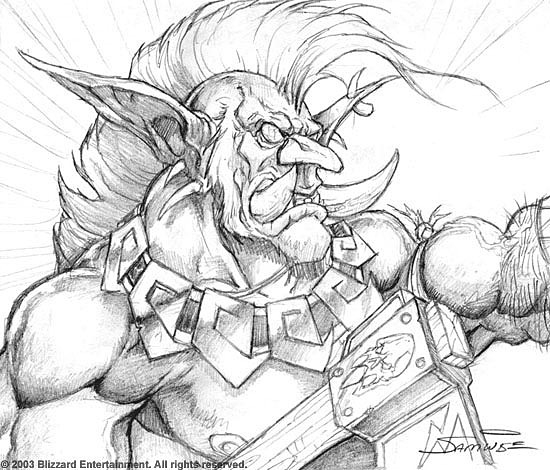 Personnage de Warcraft brandissant une épée au milieu d'un paysage fantastique