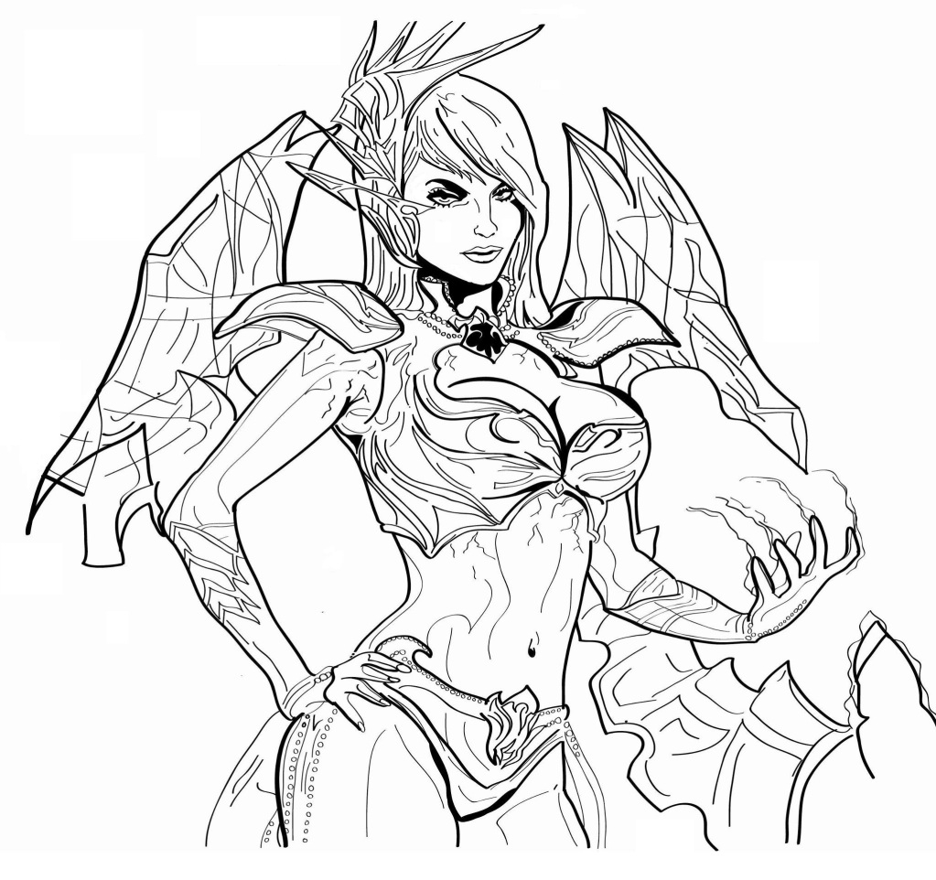 Coloriage d'un guerrier de Warcraft en pleine bataille