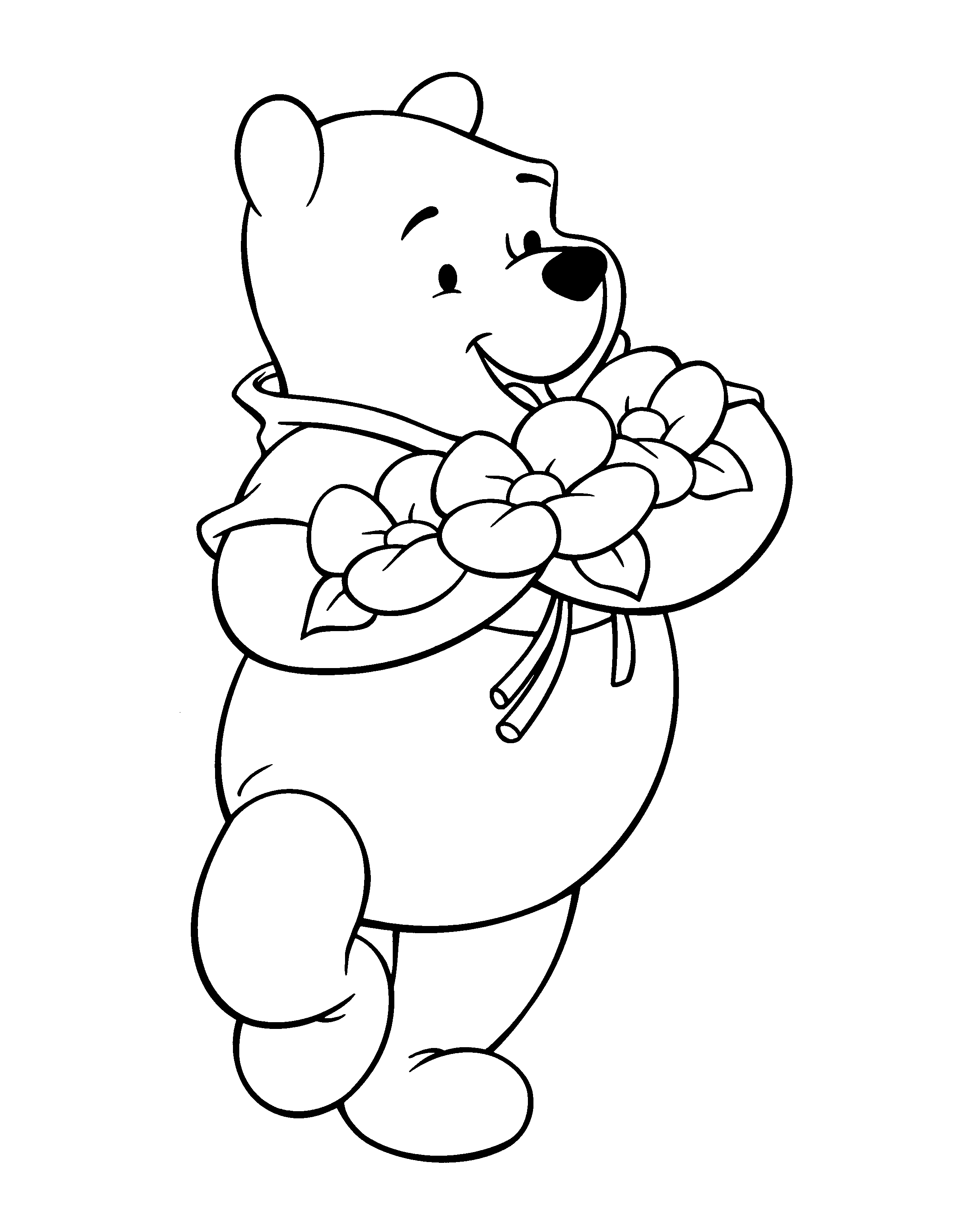 Winnie l'Ourson assis sur une souche avec un pot de miel dans un décor naturel