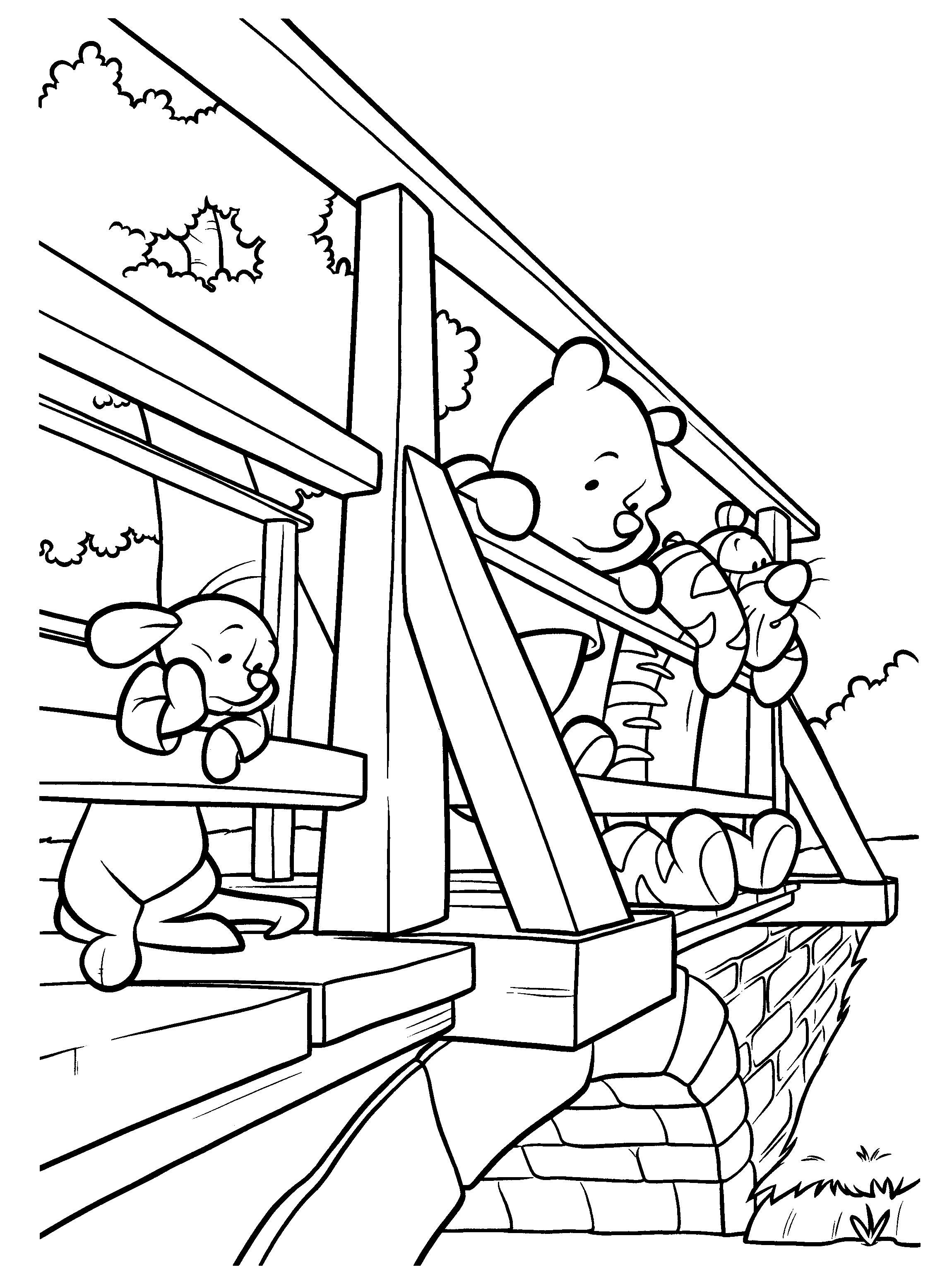 Winnie l'Ourson en train de cueillir des pots de miel dans la forêt