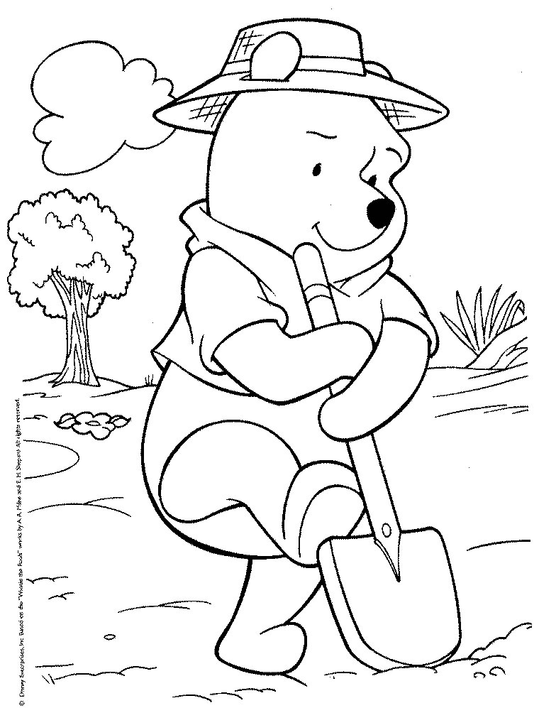 Winnie l'Ourson et ses amis dans une scène de bonheur au jardin