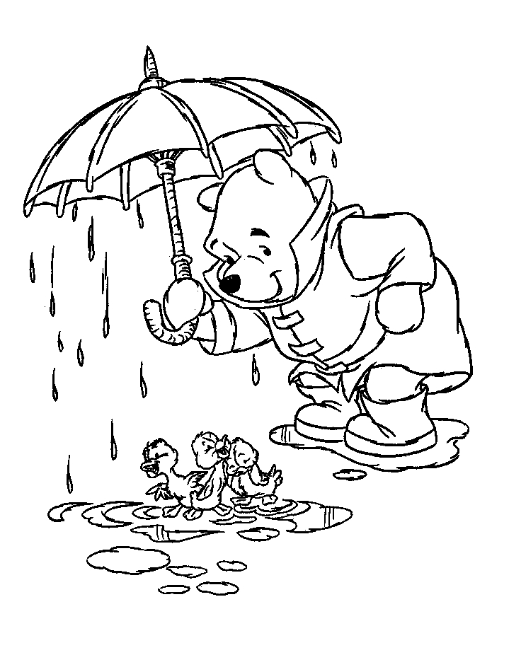 Winnie l'Ourson assis dans un pré, entouré de ses amis
