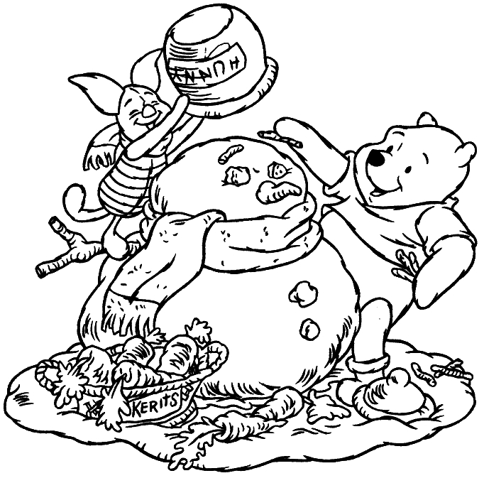 Winnie l'Ourson entouré de ses amis dans la forêt