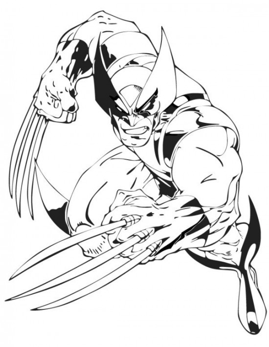 Wolverine en pleine action avec ses griffes et son regard déterminé