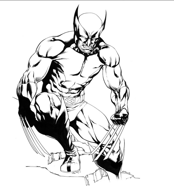 Wolverine en pleine action, prêt à combattre dans un décor dynamique