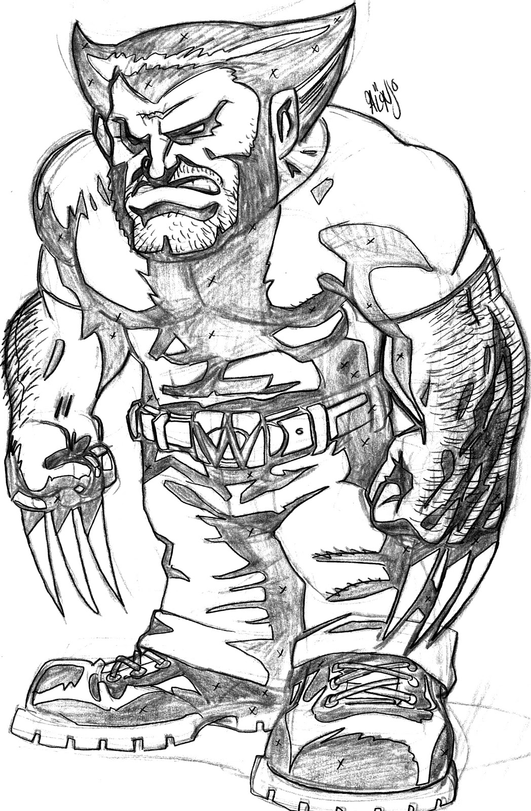Wolverine en pleine action avec son célèbre griffe