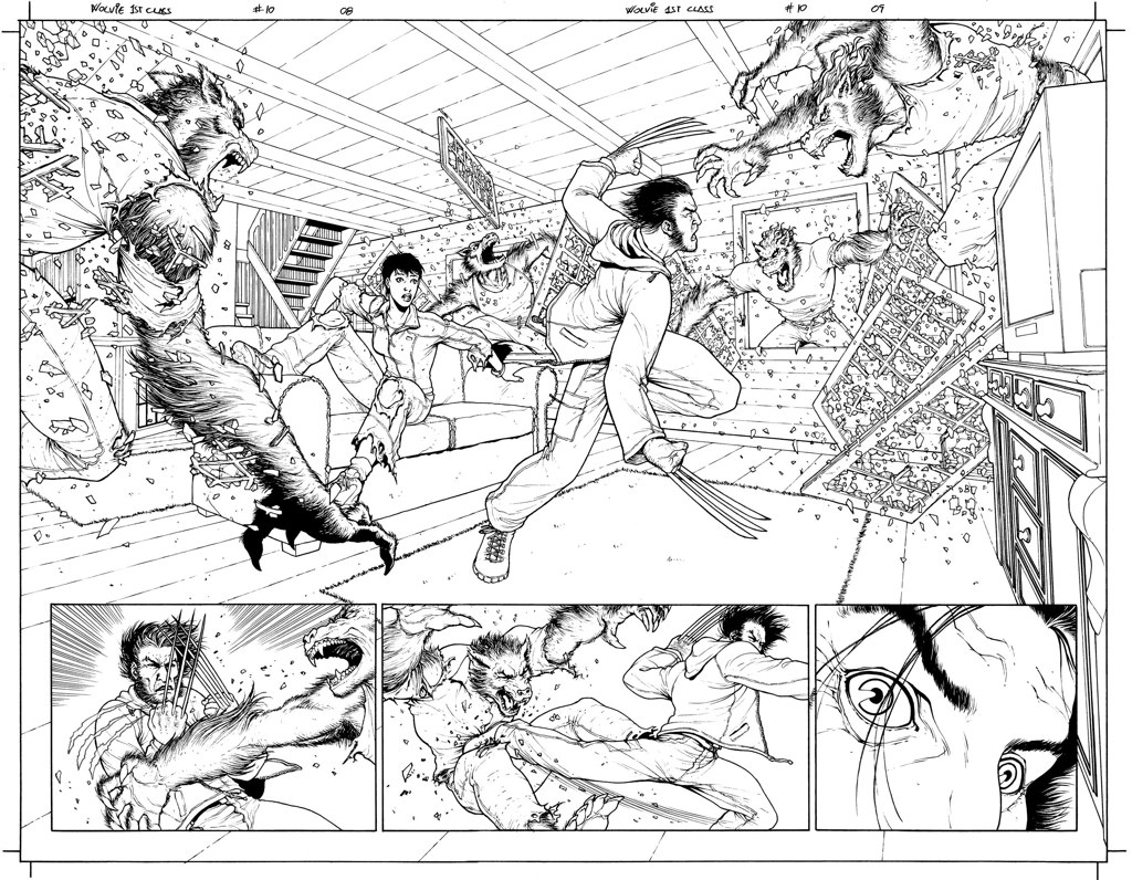 Wolverine en pleine action avec son emblématique griffe