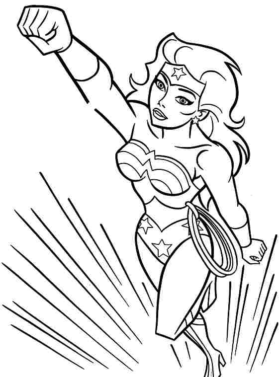 Wonder Woman en action avec son lasso dans un environnement héroïque