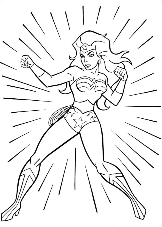 Wonder Woman en pleine action avec son lasso dans un décor dynamique