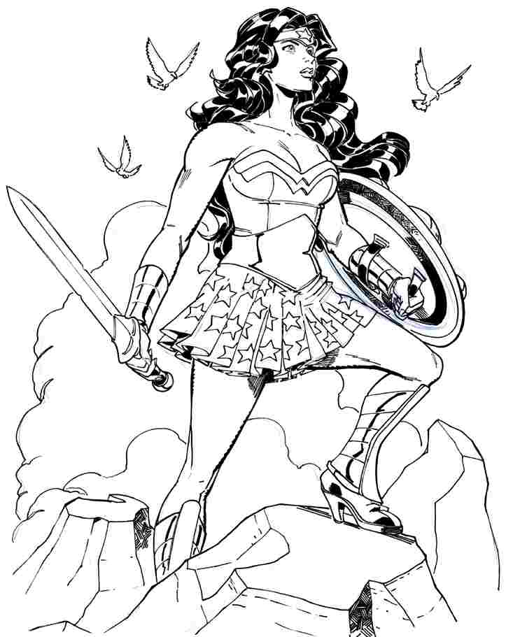 Wonder Woman en pleine action avec son lasso et son armure