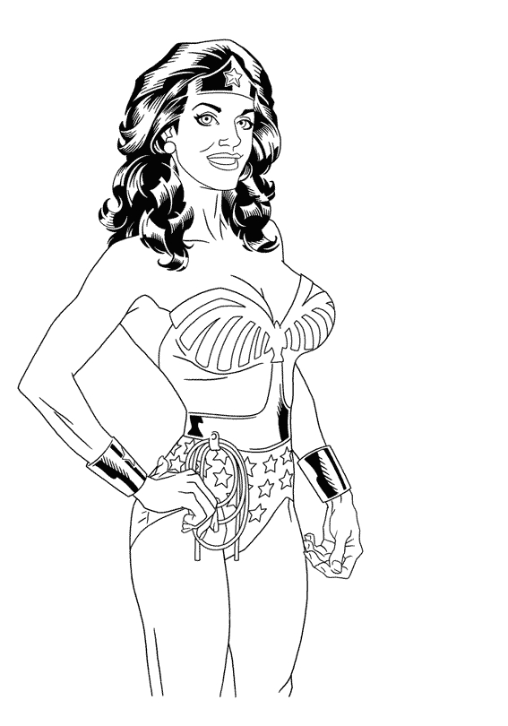 Wonder Woman en pleine action avec son lasso dans un décor héroïque