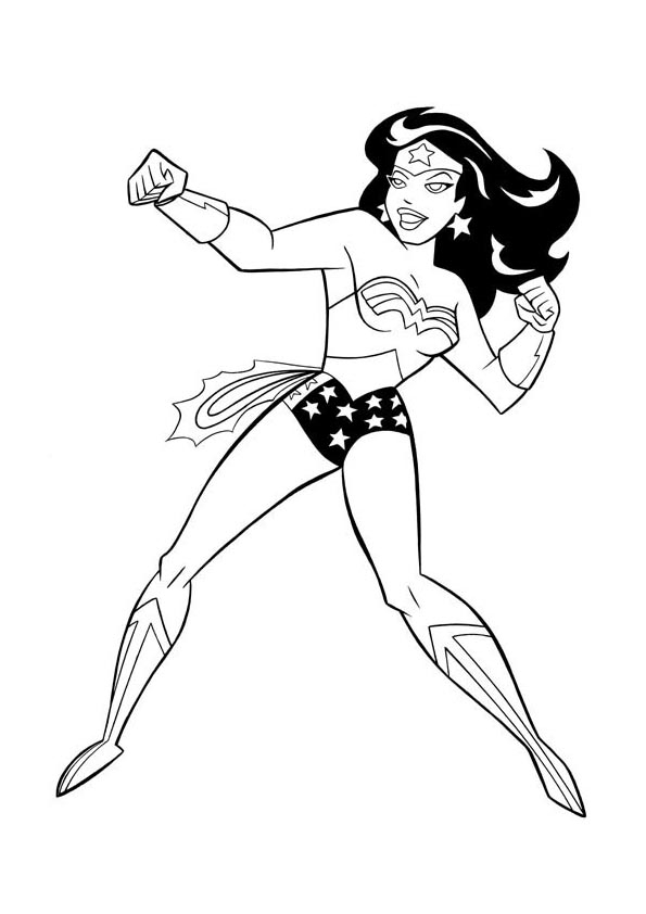 Wonder Woman en pleine action avec son lasso dans un décor héroïque