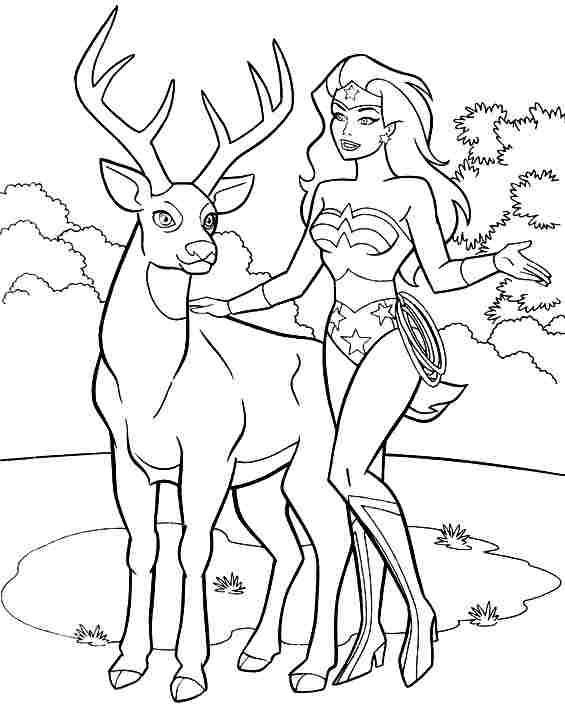Wonder Woman en pleine action avec son lasso et son bouclier