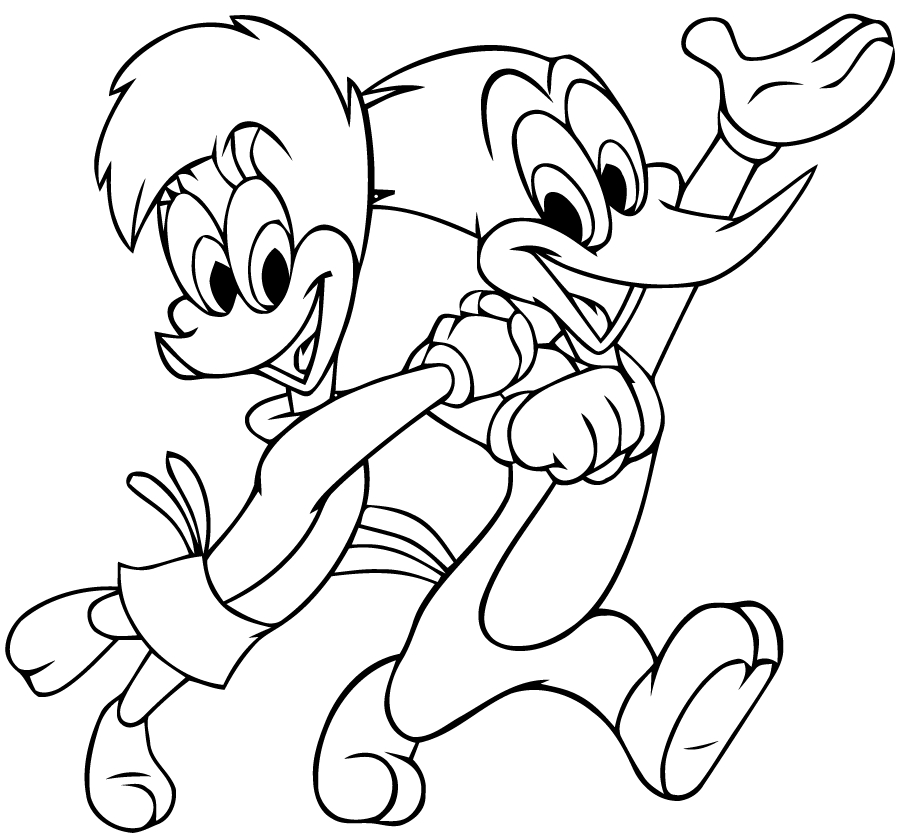 Woody Woodpecker en pleine action dans un décor naturel