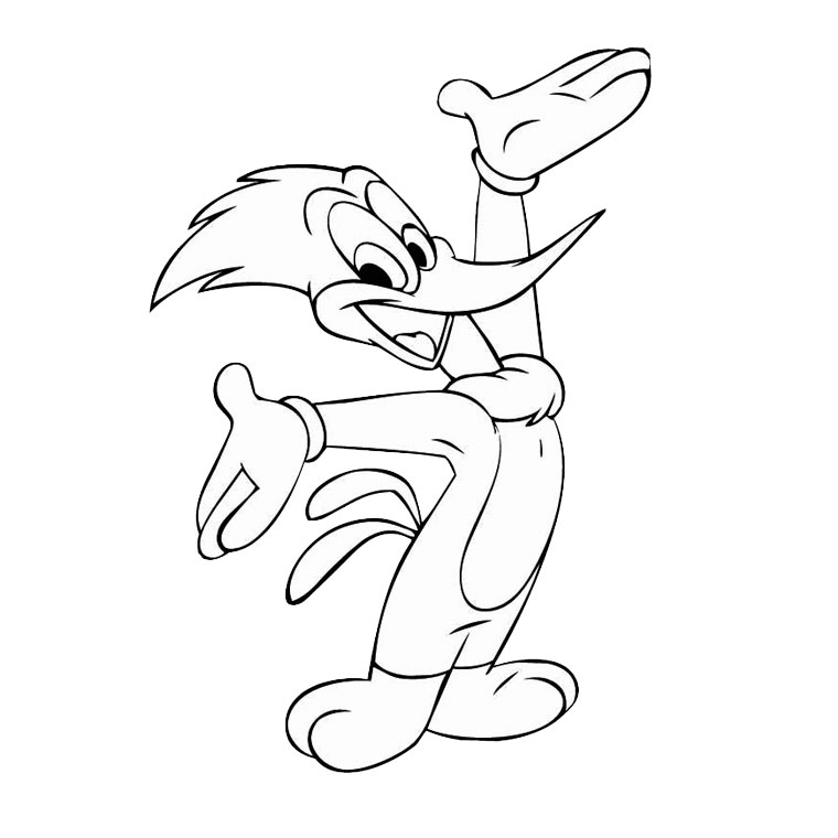 Woody Woodpecker en pleine action dans un décor naturel