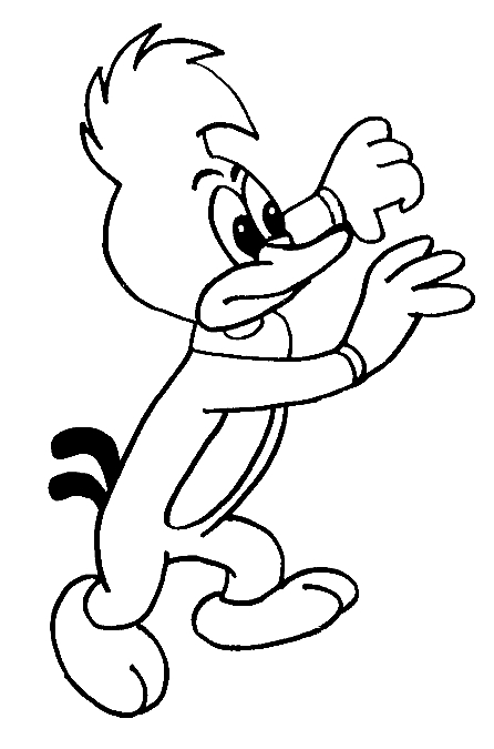 Woody Woodpecker en pleine action sur une branche d'arbre