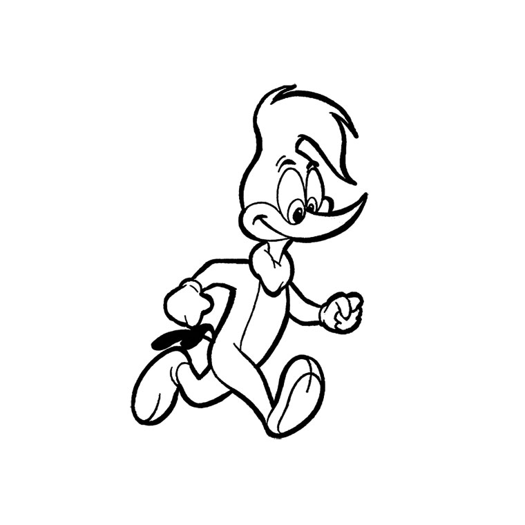 Woody Woodpecker en pleine action sur un arbre