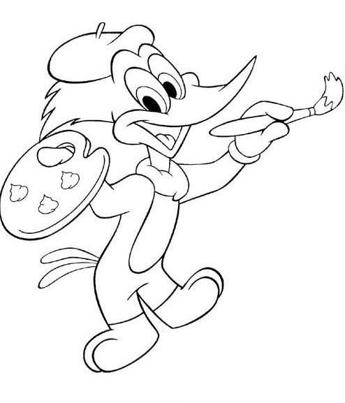 Woody Woodpecker en pleine action dans un décor naturel