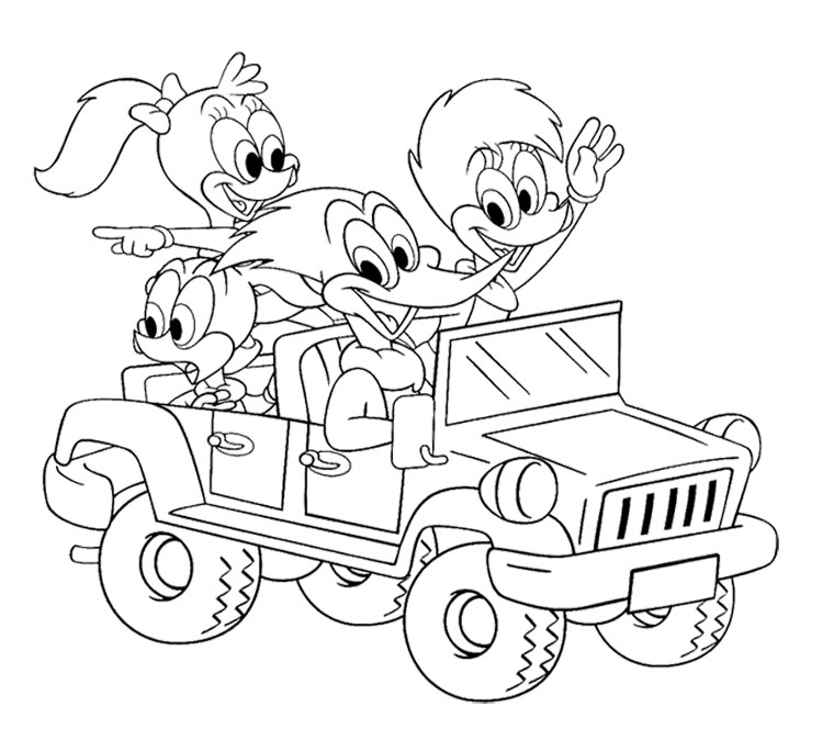 Woody Woodpecker en pleine action sur un arbre