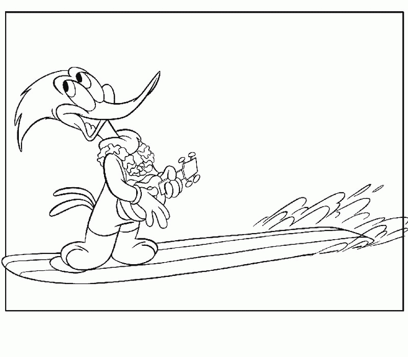 Woody Woodpecker en plein vol au-dessus d'un paysage naturel Woody Woodpecker en plein vol au-dessus d'un paysage naturel