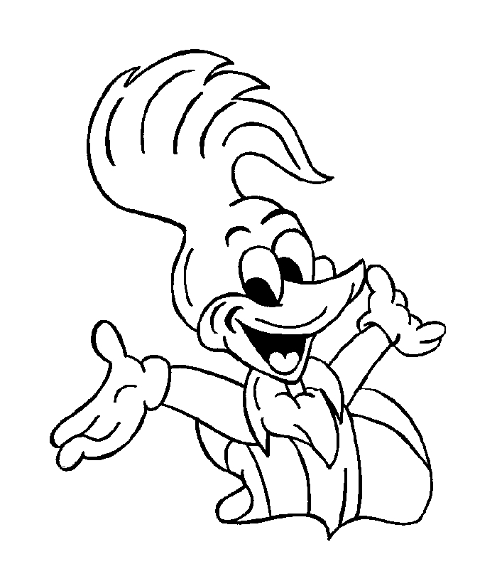 Woody Woodpecker en pleine action sur un arbre