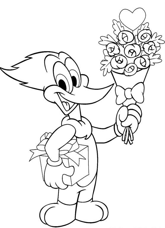 Woody Woodpecker en pleine action sur une branche d'arbre