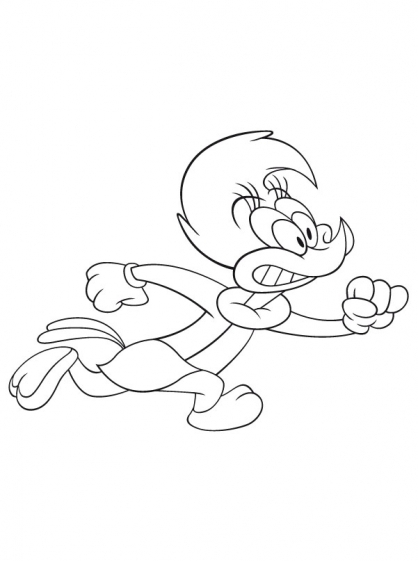 Woody Woodpecker en plein vol sur un fond de paysages naturels Woody Woodpecker en plein vol sur un fond de paysages naturels